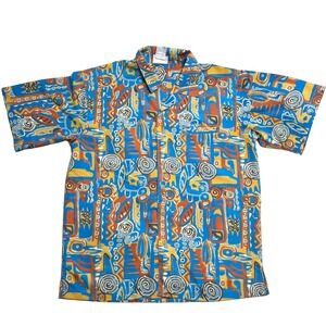 Irvine Park Vintage Button Down Shirt Y2K Size M Abstract Colorful Funky Mens